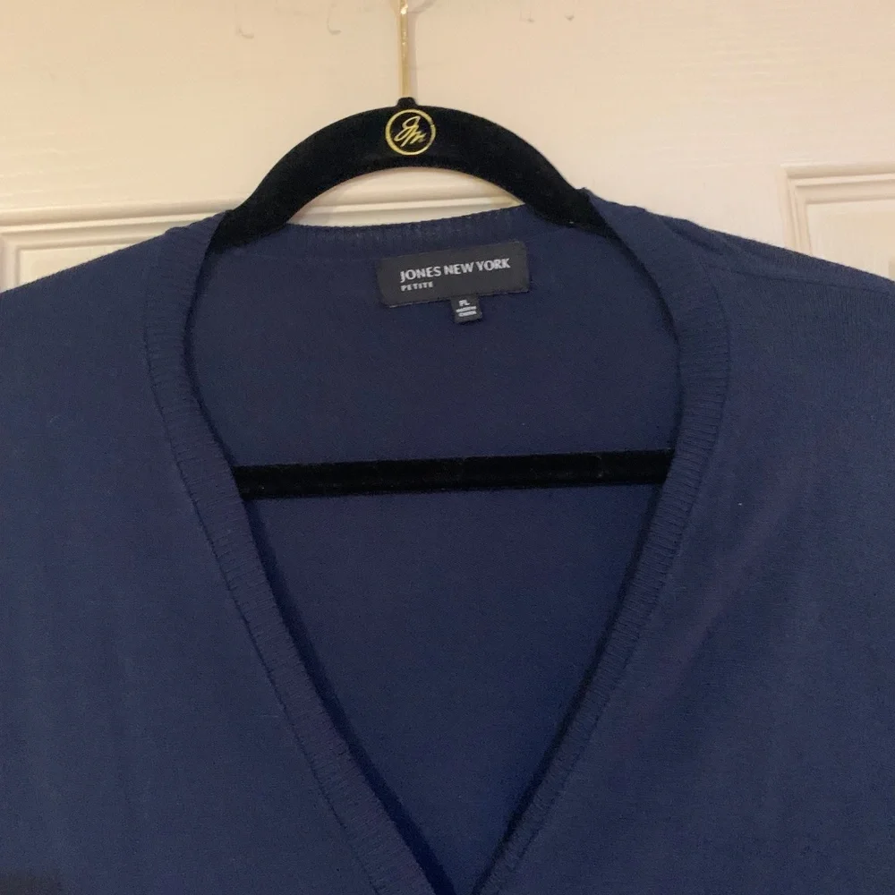 Jones New York Petite Navy Blue Cardigan Sweater sz PL